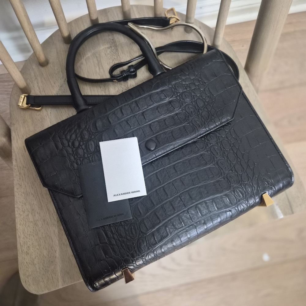 Alexander Wang Chastity Black Croc-Embossed Bag